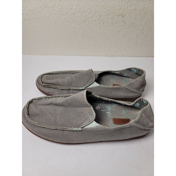 Olukai Women's Slip on Relaxed Fit Gray Canvas Loafers Size 9 - Picture 4 of 9